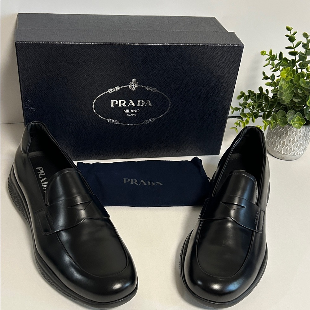 Prada Men's Classic Black Slip-On Loafers - Picture 4 of 17